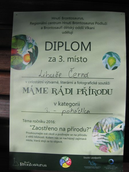 20160611 - 4. třída - Úspěch Libuše Černé v soutěži pořádané hnutím Brontosaurus